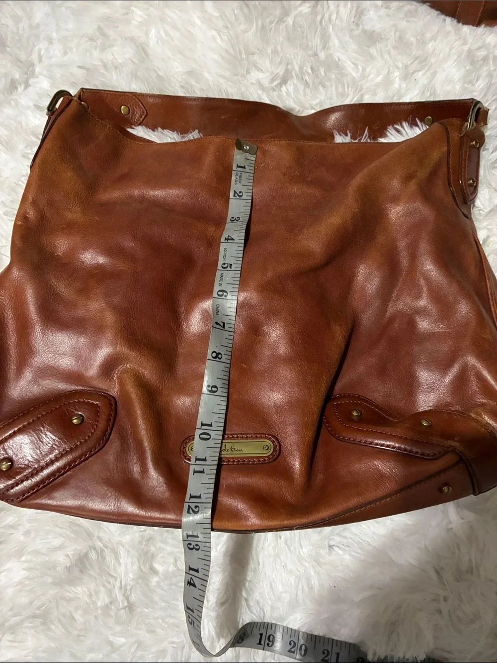 Cole Haan Cognac Brown Leather Duffel Tote